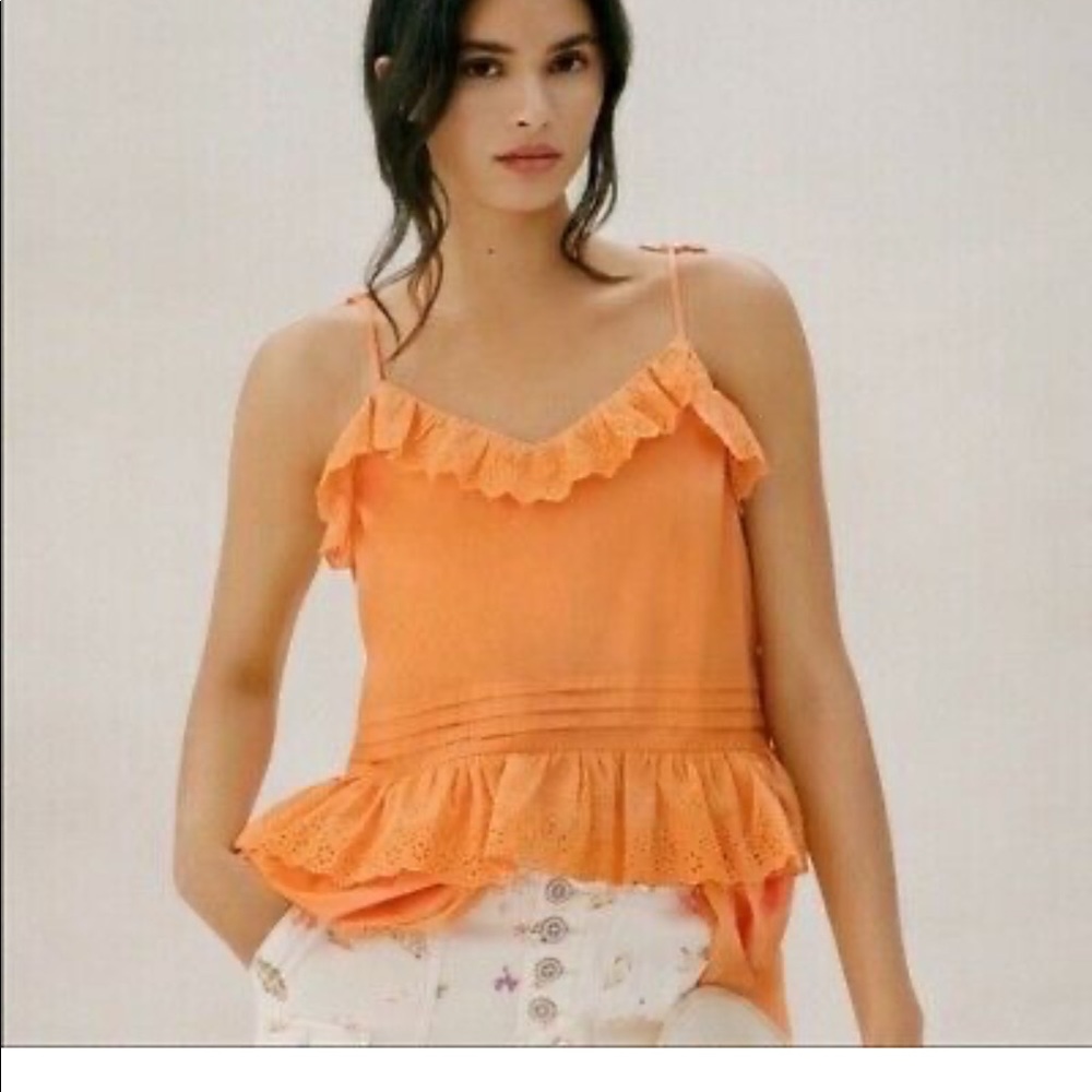 MARE by Anthropologie Orange Eyelet Tank Top
